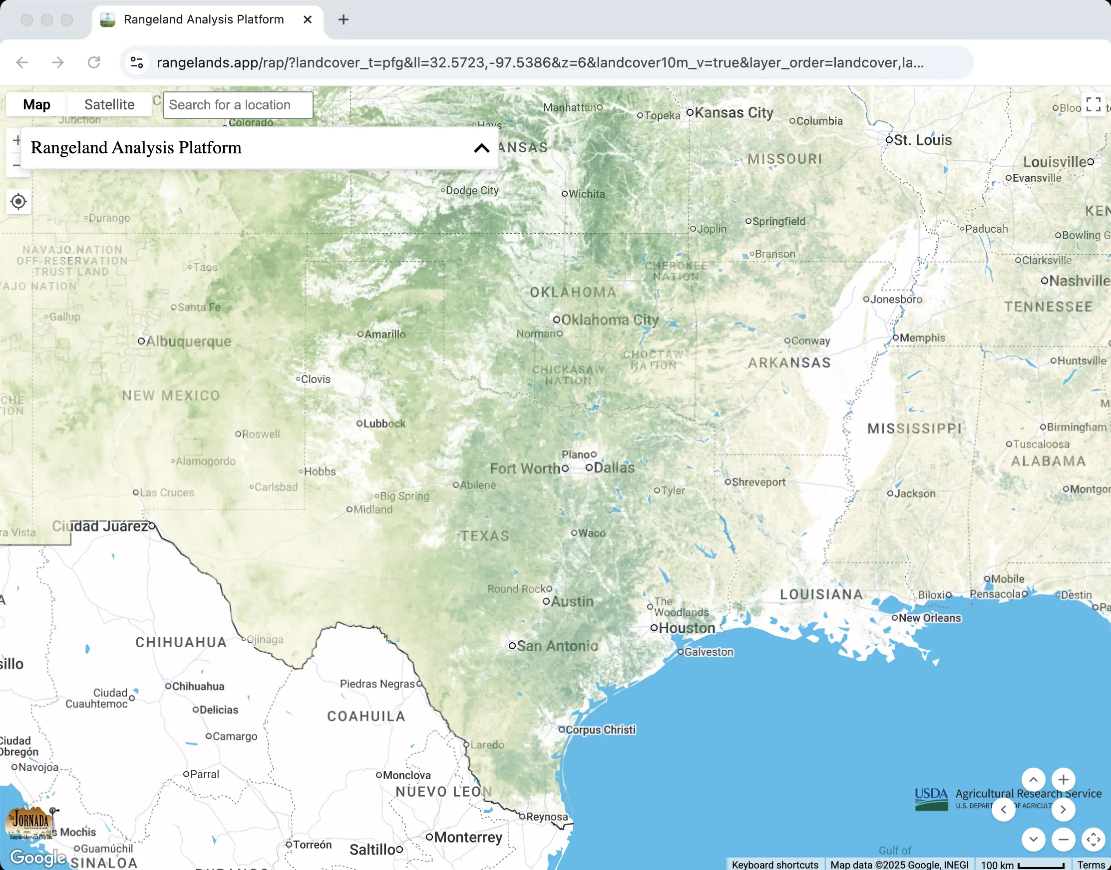 Screen capture of the USDA Rangeland Analysis Platform.